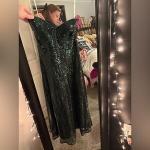 Lulu's Dark Green Sequin Dress